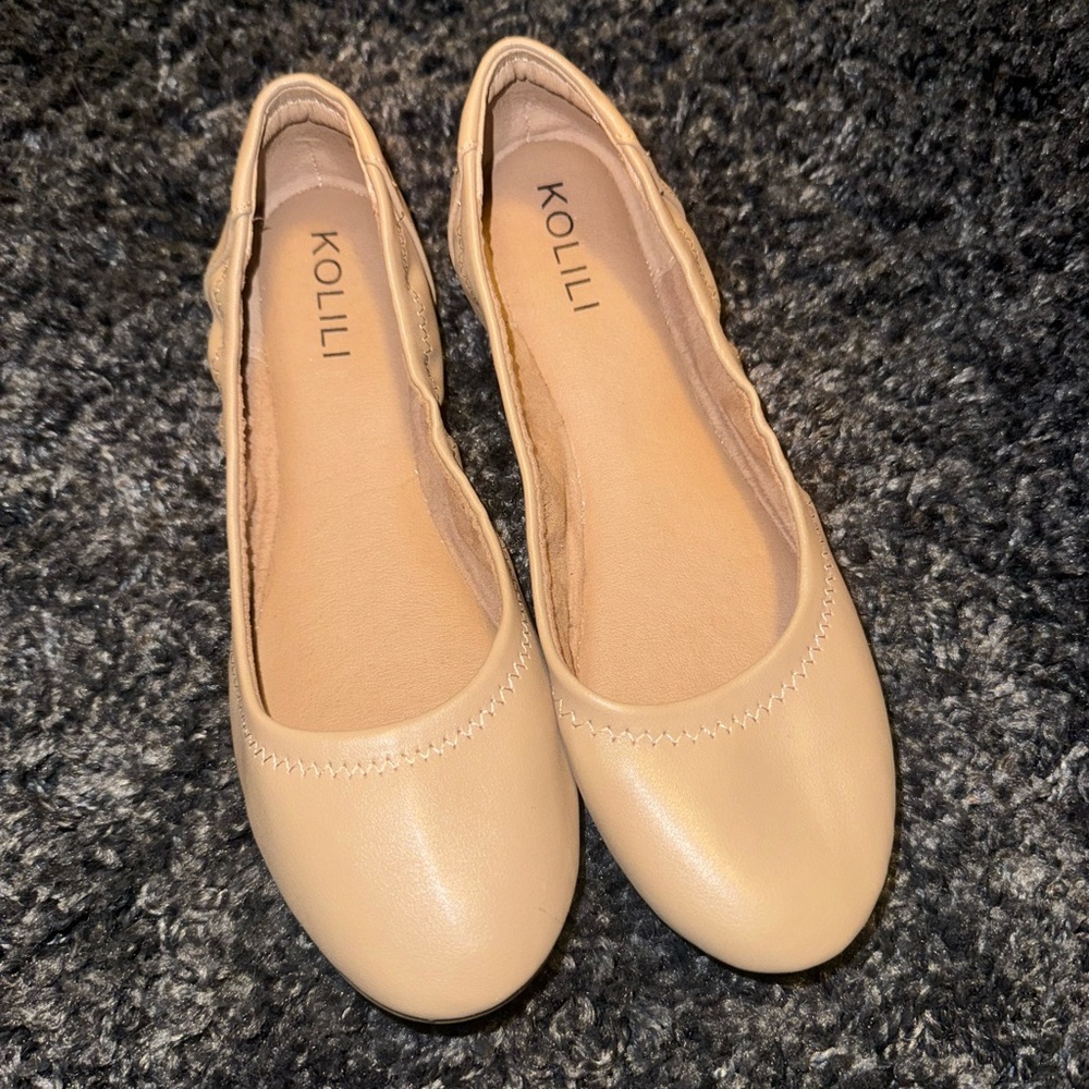 Tan Kolili Round Toe Flats - Size 6.5